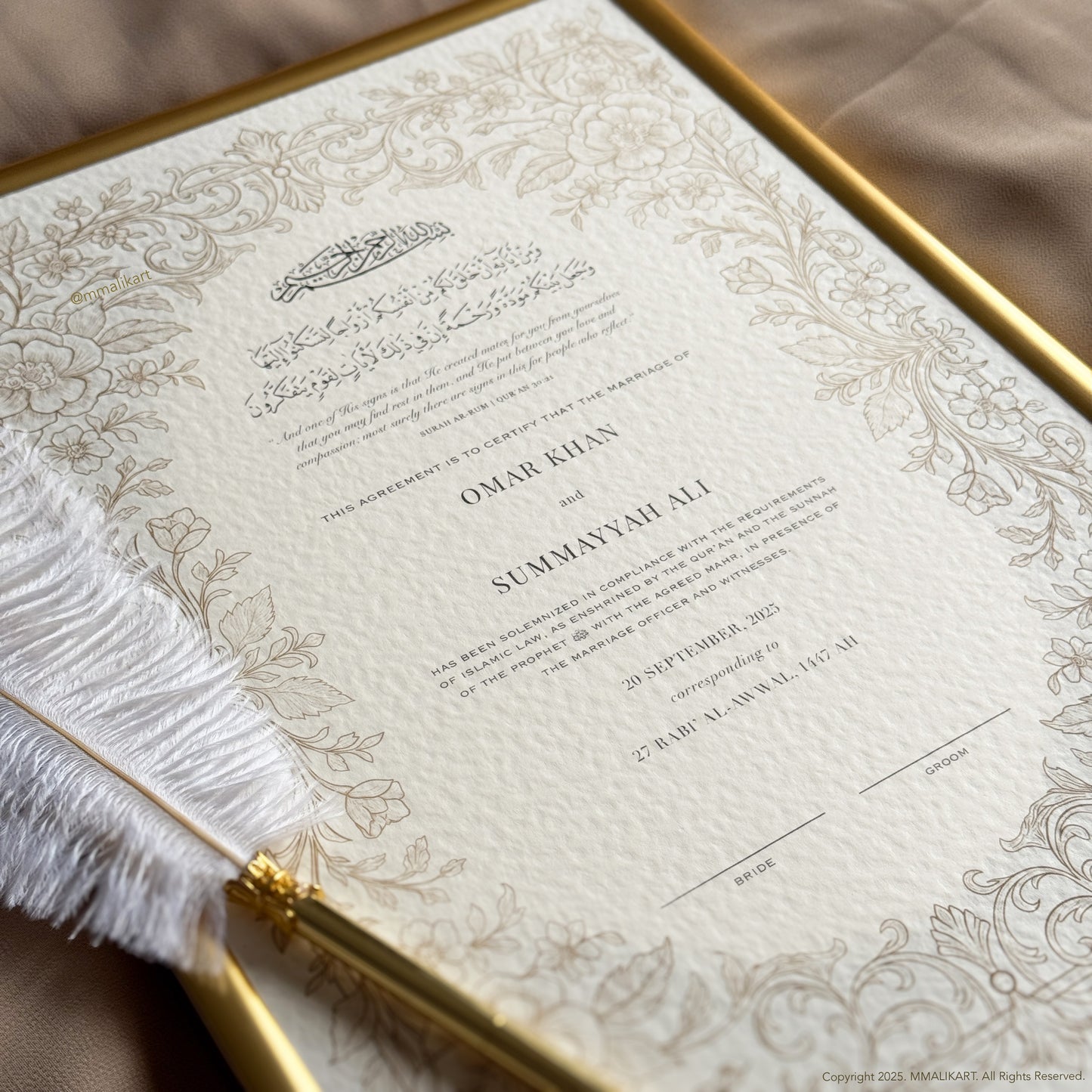 Luxury Floral Nikkah Certificate