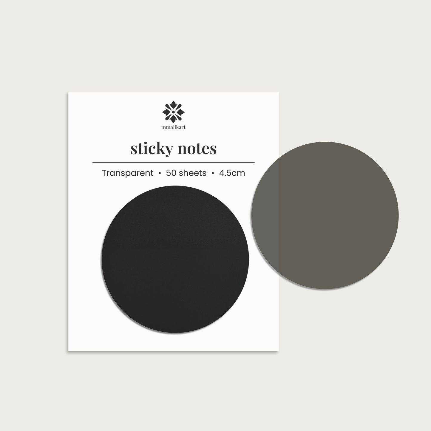 Round Transparent Sticky Note - Black