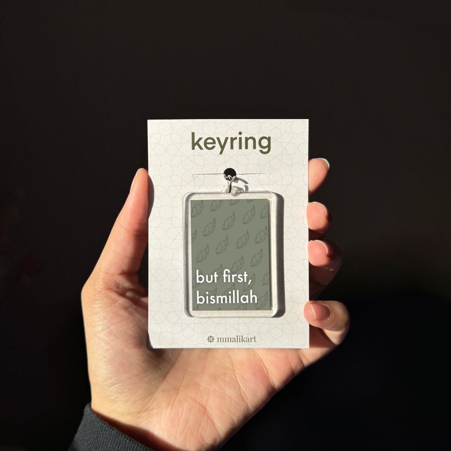 "But First, Bismillah" Keyring - mmalikart