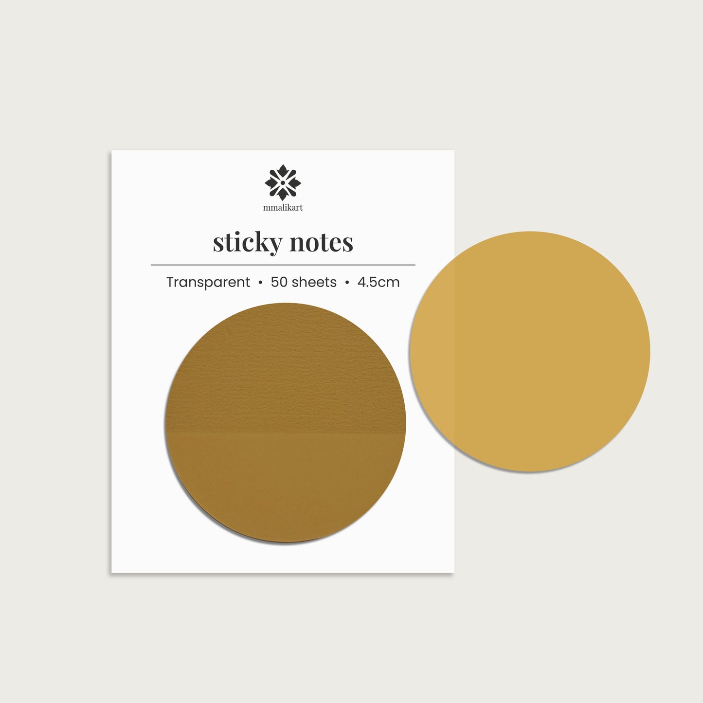 Round Transparent Sticky Note - Mustard/Yellow