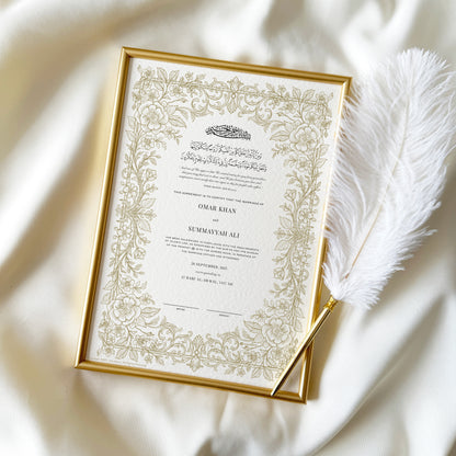Luxury Floral Nikkah Certificate